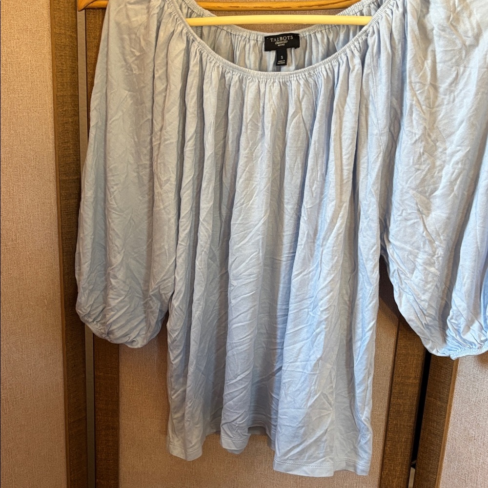 Talbots Light Blue Women's Peasant Style Blouse Small
